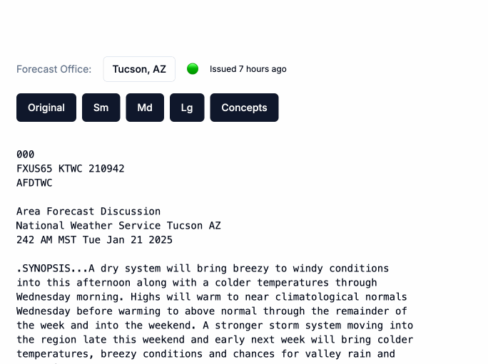 Demonstration of the weather app showing interactive explanations of meteorological terms